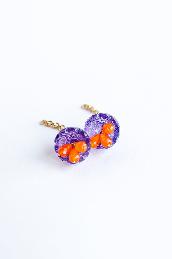 Endless Bell Collection Extensions- Carved Amethyst with Carnelian drops