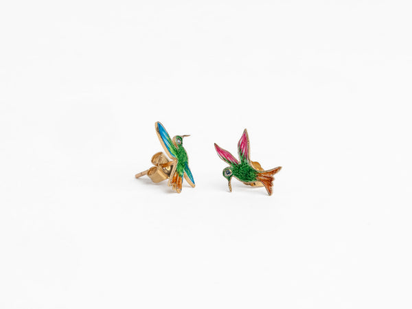 The Hummingbird Effect Collection- 18k Gold Enamel Earrings