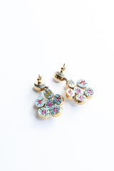 Moonstone Flower Earring with Enamel