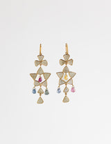 Kandil Earrings- Sapphires and Sliced Raw Diamonds