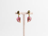 Rubellite Leaf Earrings with 22k Gold, Emeralds and Green Tourmaline Studs