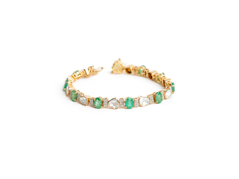 Diamond and Emerald Polki Tennis bracelet