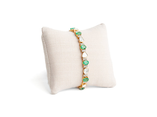 Diamond and Emerald Polki Tennis bracelet